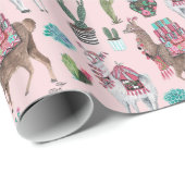 Llama | Roze | Papier voor onmiddellijke verpakkin (Rol Hoek)