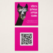 Llama Roze QR-code vezel visitekaartjes (Voorkant /achterkant)