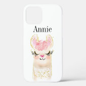 Llama Roze Waterverf Naam Case-Mate iPhone Case (Achterkant)