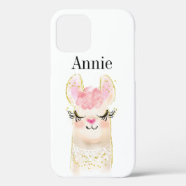 Llama Roze Waterverf Naam Case-Mate iPhone Case