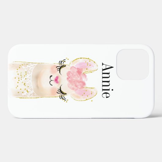 Llama Roze Waterverf Naam Case-Mate iPhone Case (Achterkant (horizontaal))