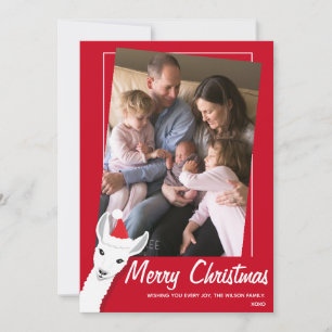 Llama Santa-kerstfoto Feestdagenkaart