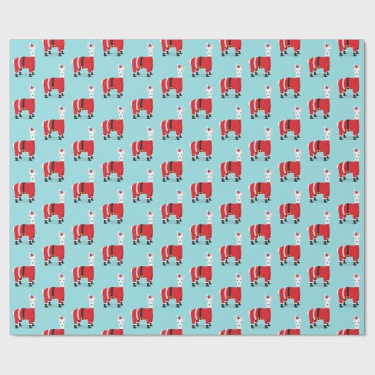 Llama Santa Kerstmis Cadeaupapier (Vlak)