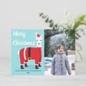 Llama Santa Leuke Foto Kerstmis Feestdagenkaart (Staand voorkant)