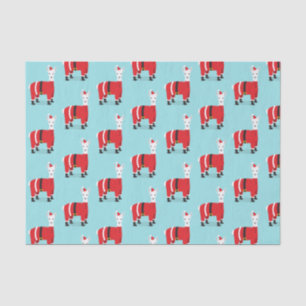 Llama Santa Red Blue Kerstmis Tissuepapier