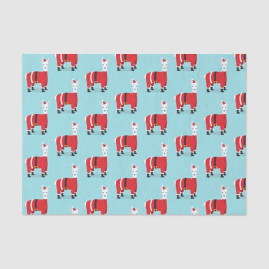 Llama Santa Red Blue Kerstmis Tissuepapier (Voorkant)