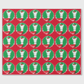 Llama Santa Red Green Novelty Animal Christmas Cadeaupapier (Vlak)