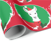 Llama Santa Red Green Novelty Animal Christmas Cadeaupapier (Rol Hoek)