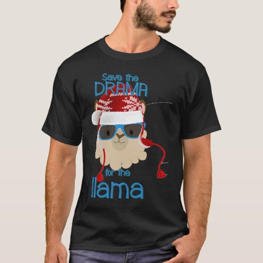 Llama Save The Drama No Prob Christmas Holiday T-shirt (Voorkant)