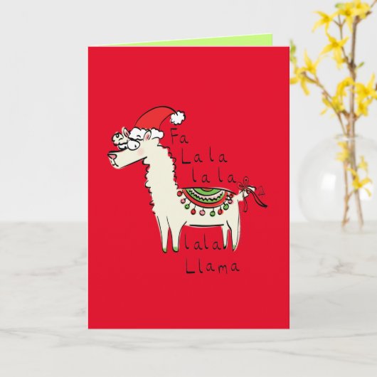 Llama Schattig Grappig Kerst Feestdag Kaart (Gele Bloem)