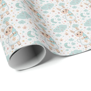 Llama Schattige Baby Pastel Waterverf Patroon Cadeaupapier