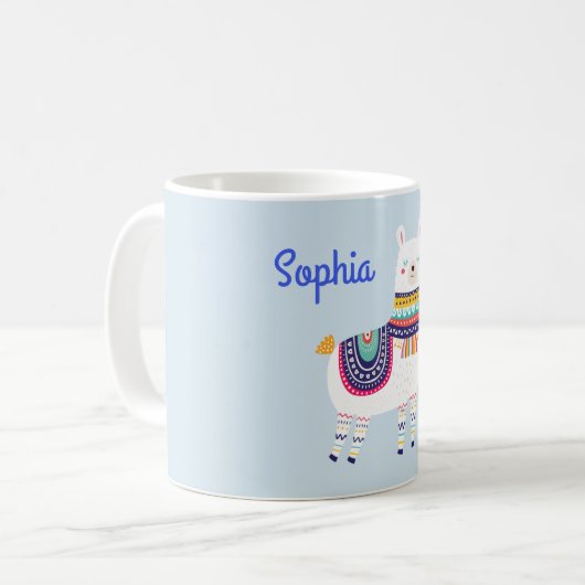 Llama Schattigee aangepaste naam Koffiemok (Voorkant links)