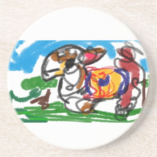 Llama-set Zandsteen Onderzetter (Voorkant)