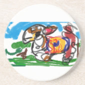 Llama-set Zandsteen Onderzetter (Voorkant)