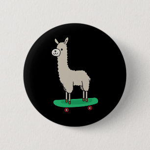 Llama Skateboard Grappig Skateboarden Alpaca Llama Ronde Button 5,7 Cm
