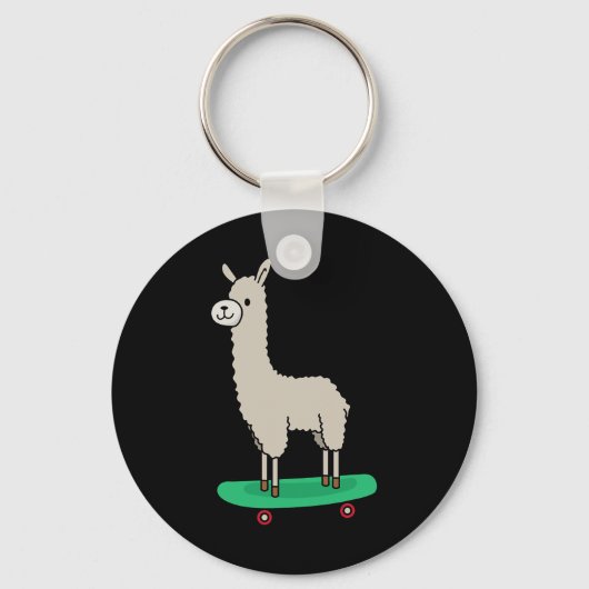 Llama Skateboard Grappig Skateboarden Alpaca Llama Sleutelhanger (Voorkant)