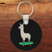 Llama Skateboard Grappig Skateboarden Alpaca Llama Sleutelhanger (Voorkant)
