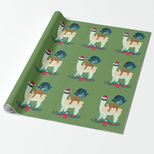 Llama Slaath kerstkerstkerstkerstkerstman, hoeve S Cadeaupapier (Uitgerold)