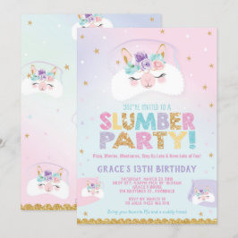 Llama Slumber Party Birthday Invitation Sleepover Kaart