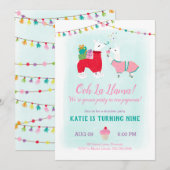 Llama Slumber Party Birthday Kaart (Voorkant / Achterkant)