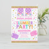 Llama Slumber Party Llama Verjaardag Uitnodiging (Staand voorkant)