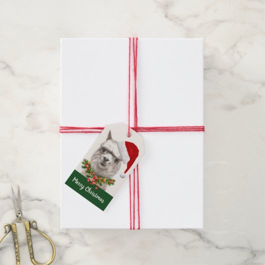 Llama Smile Cute Kerstmis Personalize Gift Label Cadeaulabel (Met Touw)