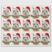 Llama Smiles Santa Hat Custom Name Kerstmis Cadeaupapier (Vlak)