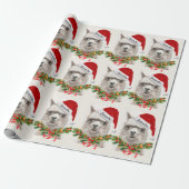 Llama Smiles Santa Hat Custom Name Kerstmis Cadeaupapier (Uitgerold)