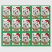 Llama Smiles Santa Hat Custom Name Kerstmis Cadeaupapier (Vlak)