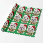 Llama Smiles Santa Hat Custom Name Kerstmis Cadeaupapier (Uitgerold)