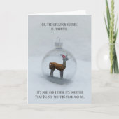 Llama Snow Bauble Funny Kerstmis Kaart (Voorkant)