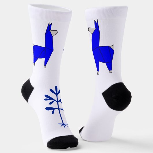 Llama Sokken in blauw, Take 2 (Gebogen)