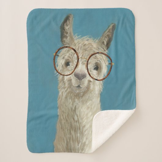 Llama-soorten - Ronde eyeglassen Sherpa Deken (Voorkant)
