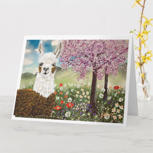 Llama Springtime Delights Kaart (Gele Bloem)
