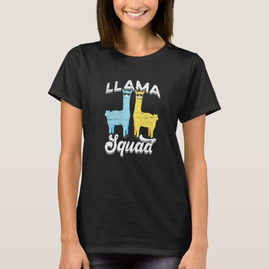 Llama Squad Coole Zonnebril T-shirt (Voorkant)