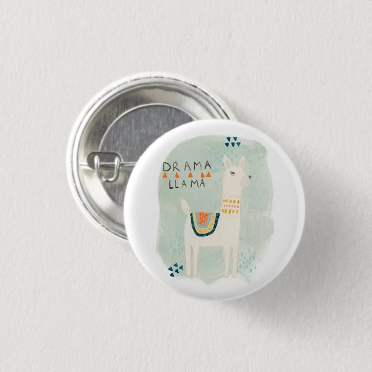 Llama Squad - Drama Llama Ronde Button 3,2 Cm (Voorkant /achterkant)