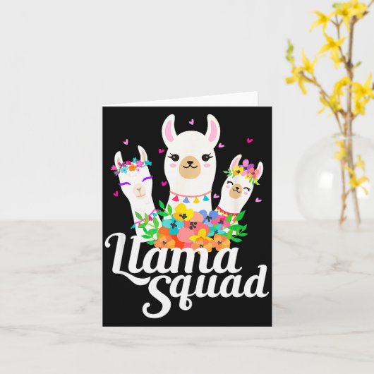 Llama Squad Funny Cute Llama Matching Kaart (Gele Bloem)