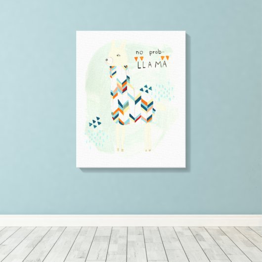 Llama Squad - Geen prob-lama Canvas Afdruk (Insitu (Houten vloer))