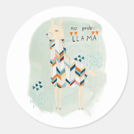 Llama Squad - Geen prob-lama Ronde Sticker (Voorkant)
