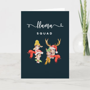 Llama Squad, kerstPetten Waterverf Calligrafie Feestdagen Kaart