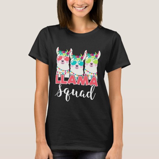 Llama Squad Kunst Retro 80s Stijl Alpaca T-shirt (Voorkant)
