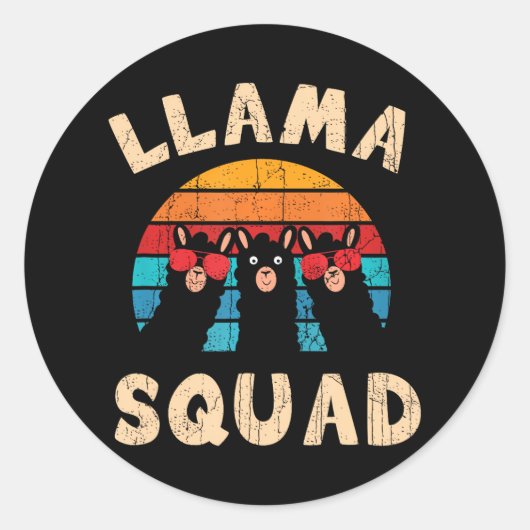Llama Squad Llama Ronde Sticker (Voorkant)