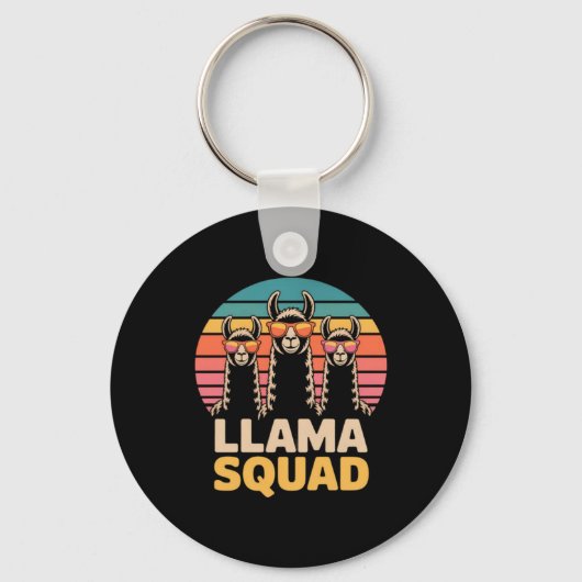 Llama Squad Sungles Cool Llama's Cadeau Sleutelhanger (Voorkant)