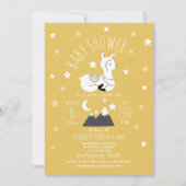 Llama Stars Neutral Yellow Baby shower Kaart (Voorkant)
