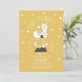 Llama Stars Neutral Yellow Baby shower Kaart (Staand voorkant)