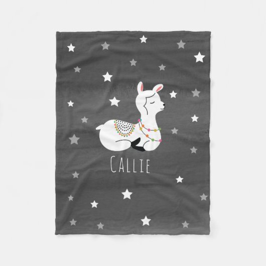 Llama Stars Personalized Fleece Blanket (Voorkant)