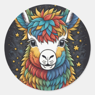 Llama Sticker, rond Ronde Sticker