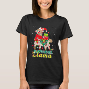 Llama stiefvader Draag Santa Hat Xmas Pajama Outfi T-shirt
