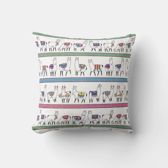 Llama Streeppatroon Kussen (Voorkant)