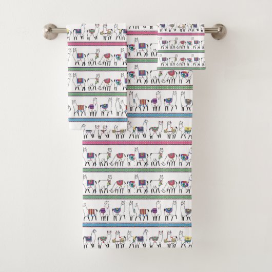 Llama Stripe Pattern Bad Handdoek (Insitu)